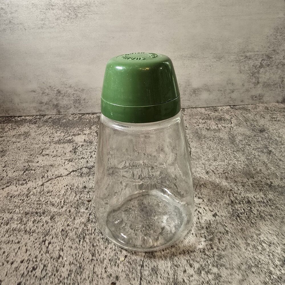 Vtg Federal Housewares Clear Glass Green Mixer Sifter Shaker 5.5” MCM USA